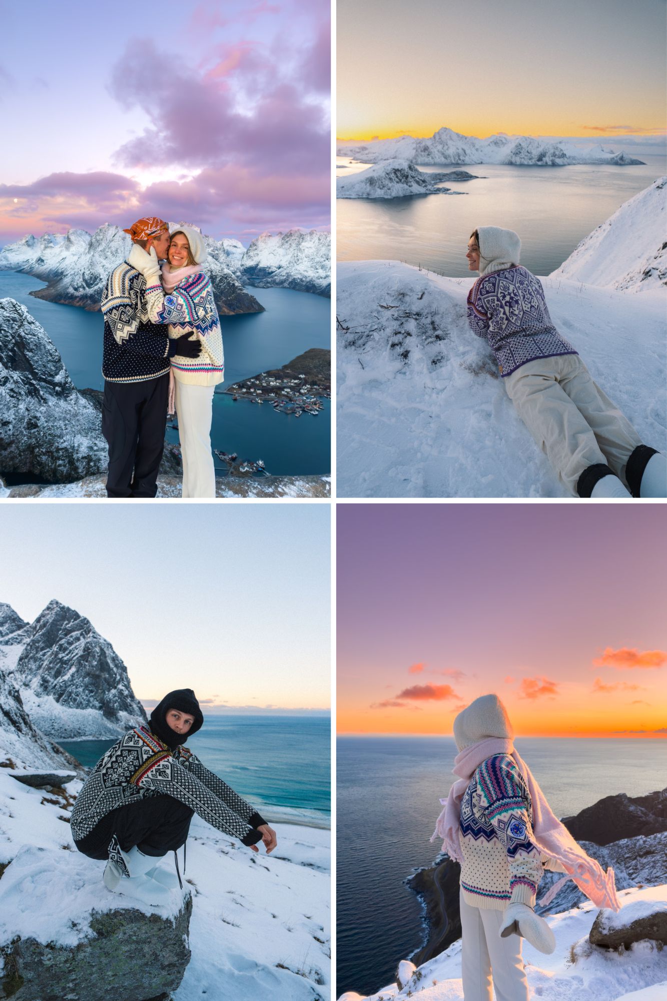 Vinter med Elias og Kajsa samarbeid med Dale of Norway. Bilder tatt ute i Lofoten i sn&oslash;