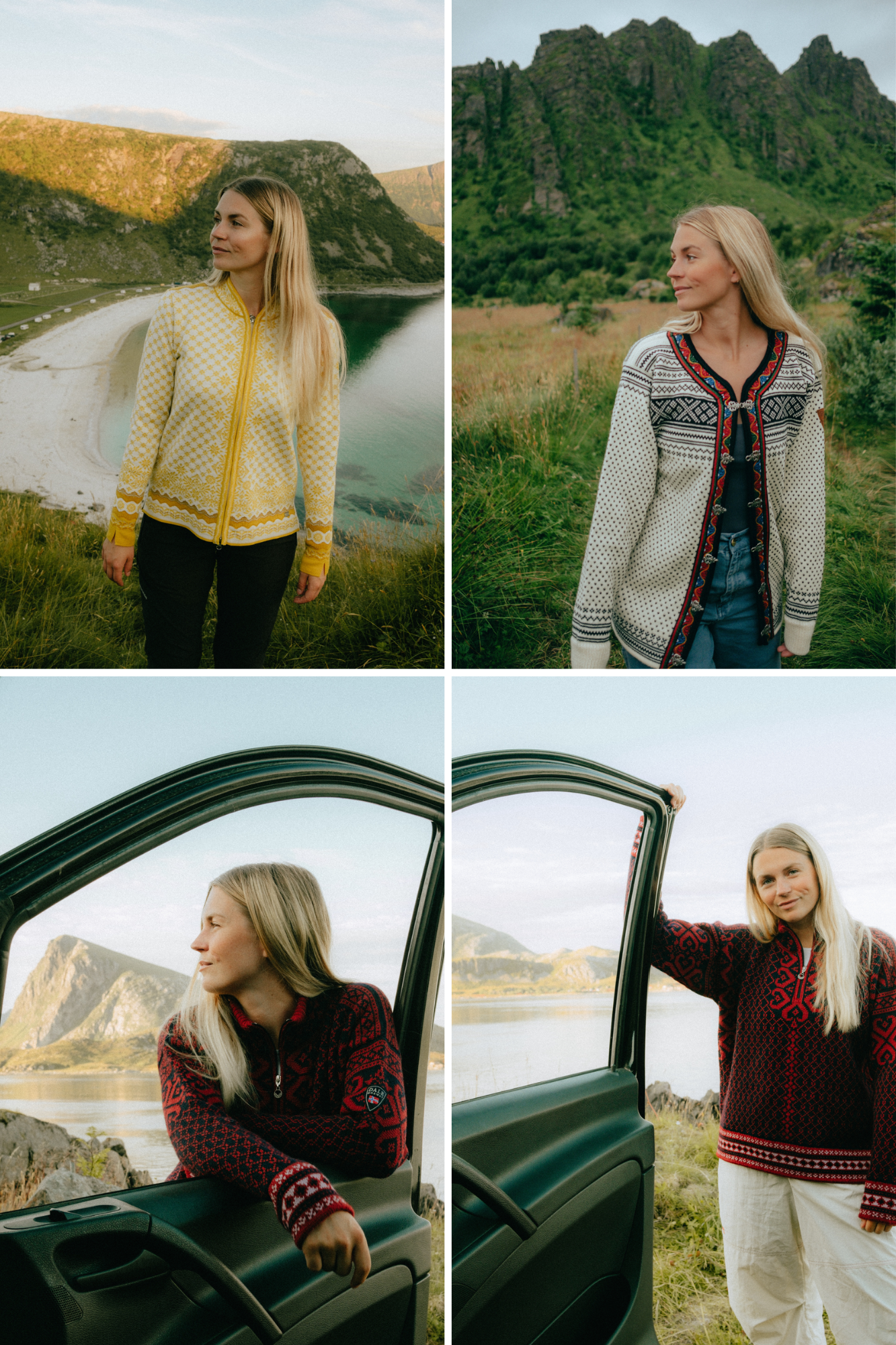 Fie Agerskov sine favorittgensere fra Dale of Norway. Bilde tatt i Lofoten