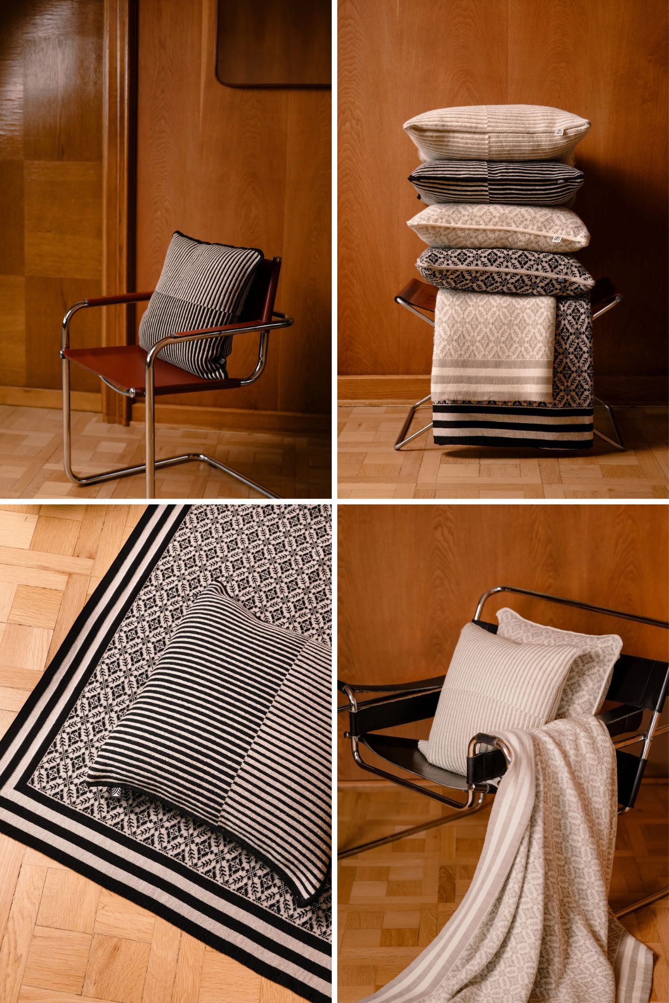 Home collection puter og pledd fra Dale of Norway med tradisjonelt strikkedesign