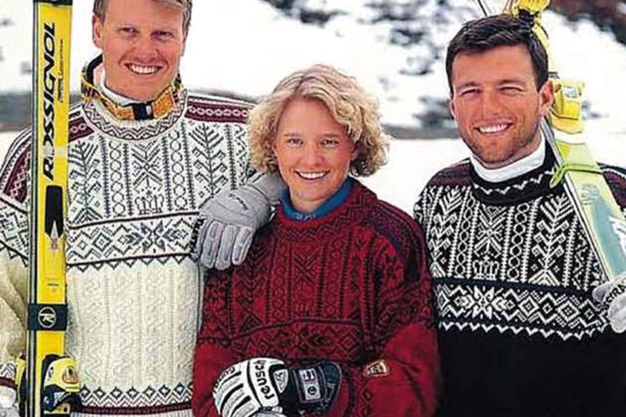 Ski-VM Trondheim  1997. Bildet: Genseren ble ogs&aring; brukt av norske ut&oslash;vere i alpin-VM i Sestriere, Italia, samme &aring;r. Her representert ved Harald Christian Strand Nilsen, Ingeborg Helen Marken og Tom Stiansen. 