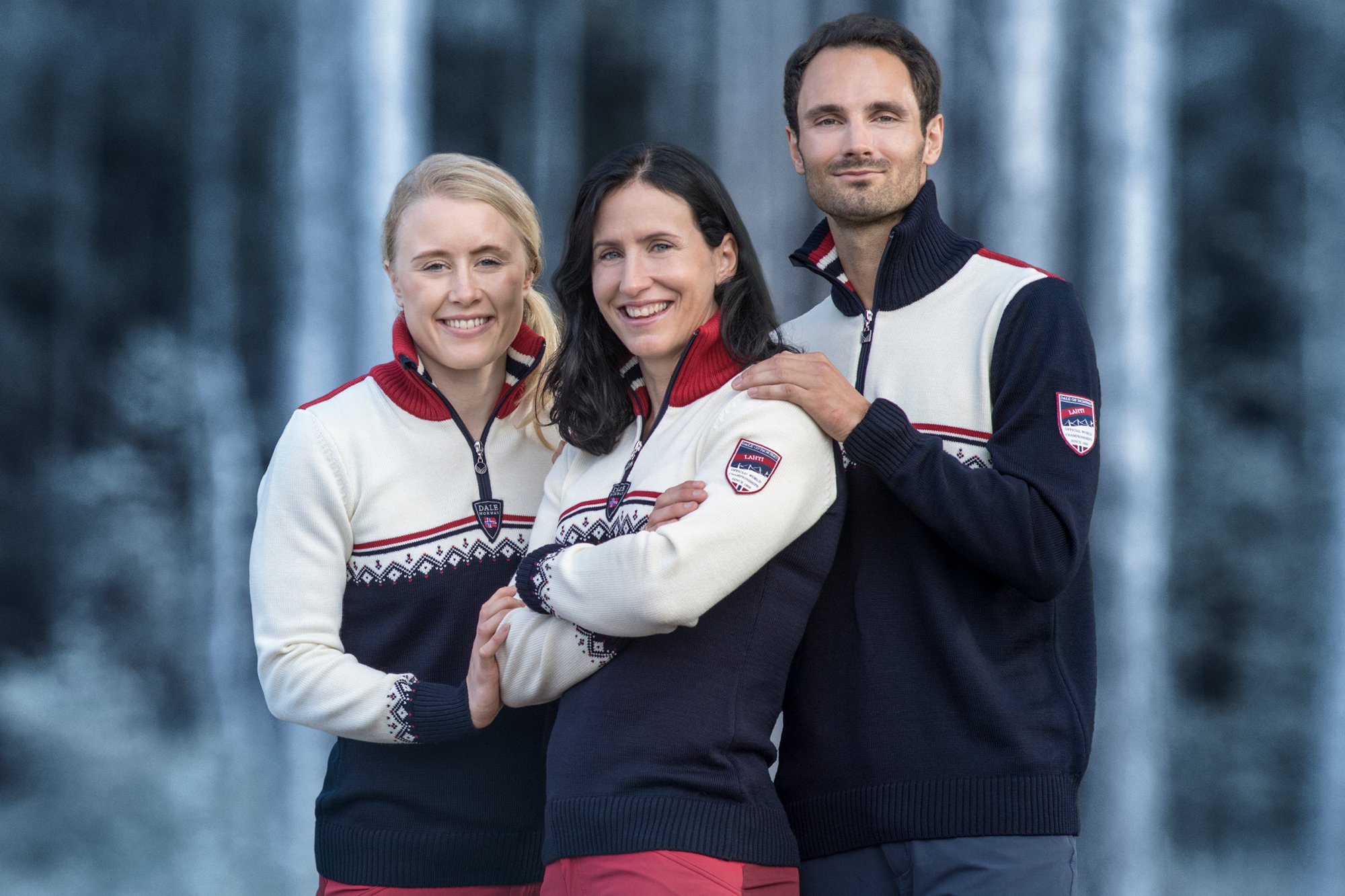 Ski-VM Lahti, Finland  2017. Bildet viser Ragnhild Haga, Marit Bj&oslash;rgen og Hans Christer Holund i VM-genseren. 