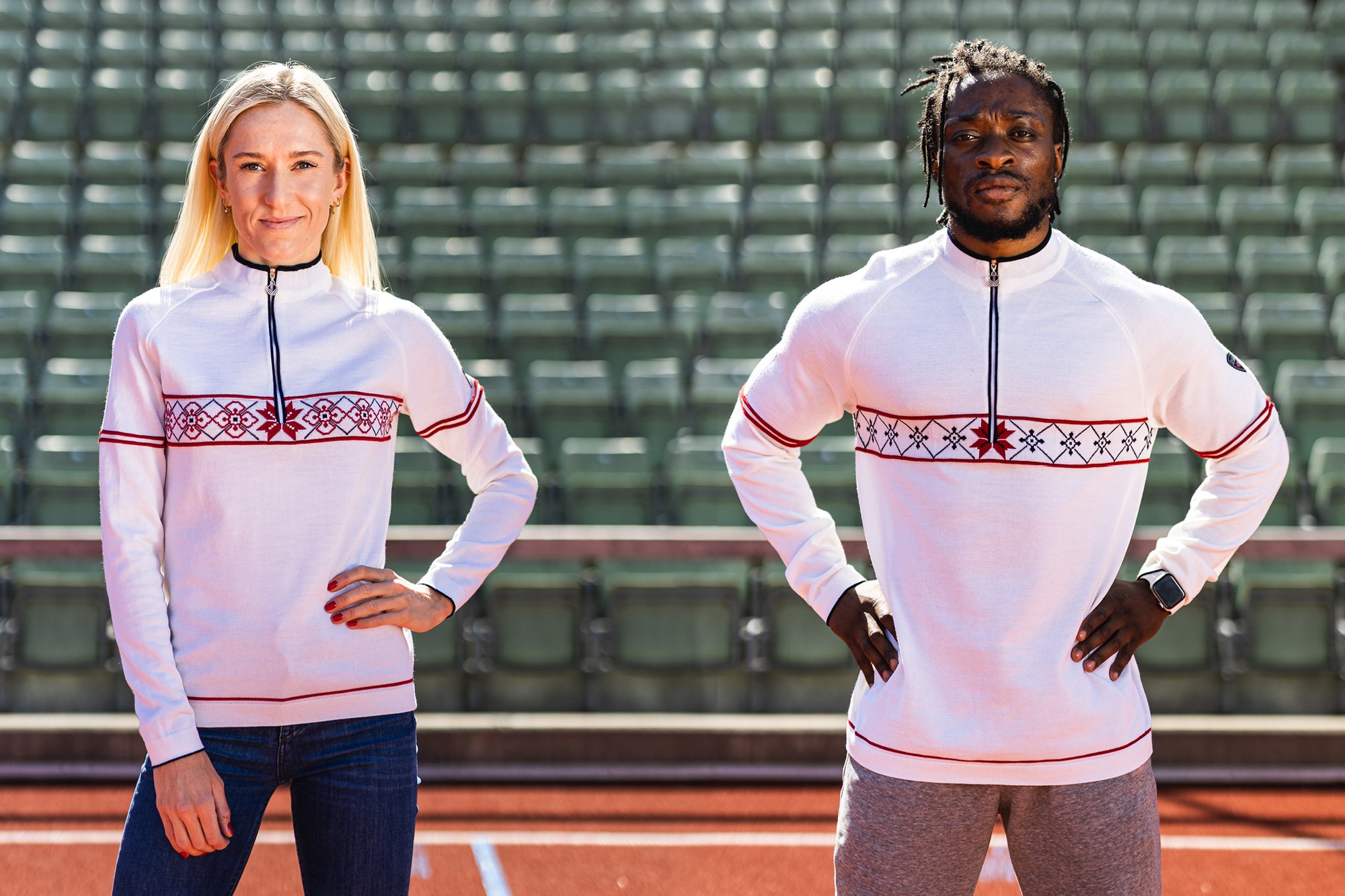 2020/2021  Sommer-OL - Tokyo, Japan. Bildet: Friidrettsut&oslash;verne Karoline Bjerkeli Gr&oslash;vdal (mellom- og langdistansel&oslash;p) og Salum Ageze Kashafali (para, sprint) i OL-genseren.